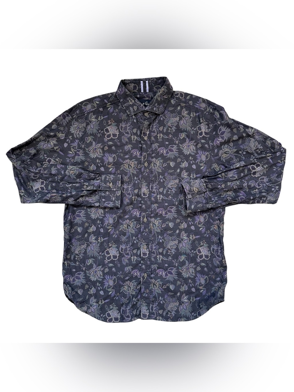 Robert Graham Modern Americana Purple Floral Tailored Fit Button Down Shirt L